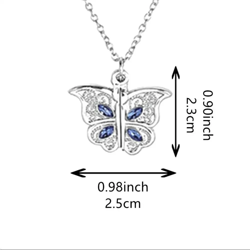 NWT Butterfly Wings Open To Show “I Love You” 🦋 Silver Necklace Summer Jewelry